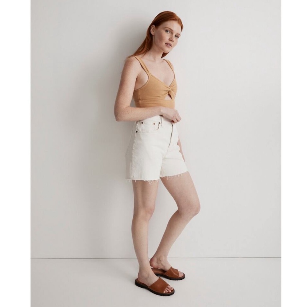 Madewell The Curvy Perfect Ecru White Denim Jean Shorts Size 27